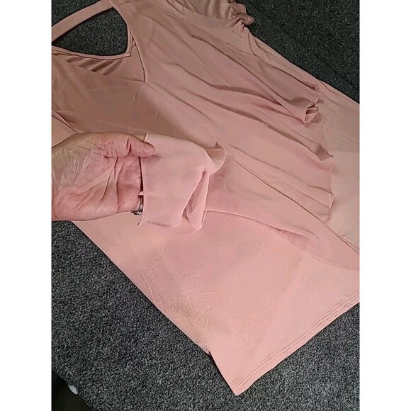 Lisa Rinna Collection V-Neck Top with Chiffon Back Detail Petal Rose Pink Size L - Picture 7 of 7